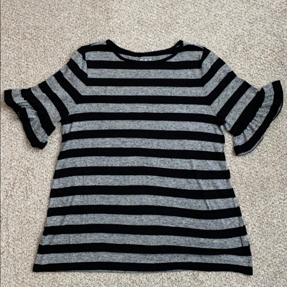 Striped Ruffle Sleeve Shirt
